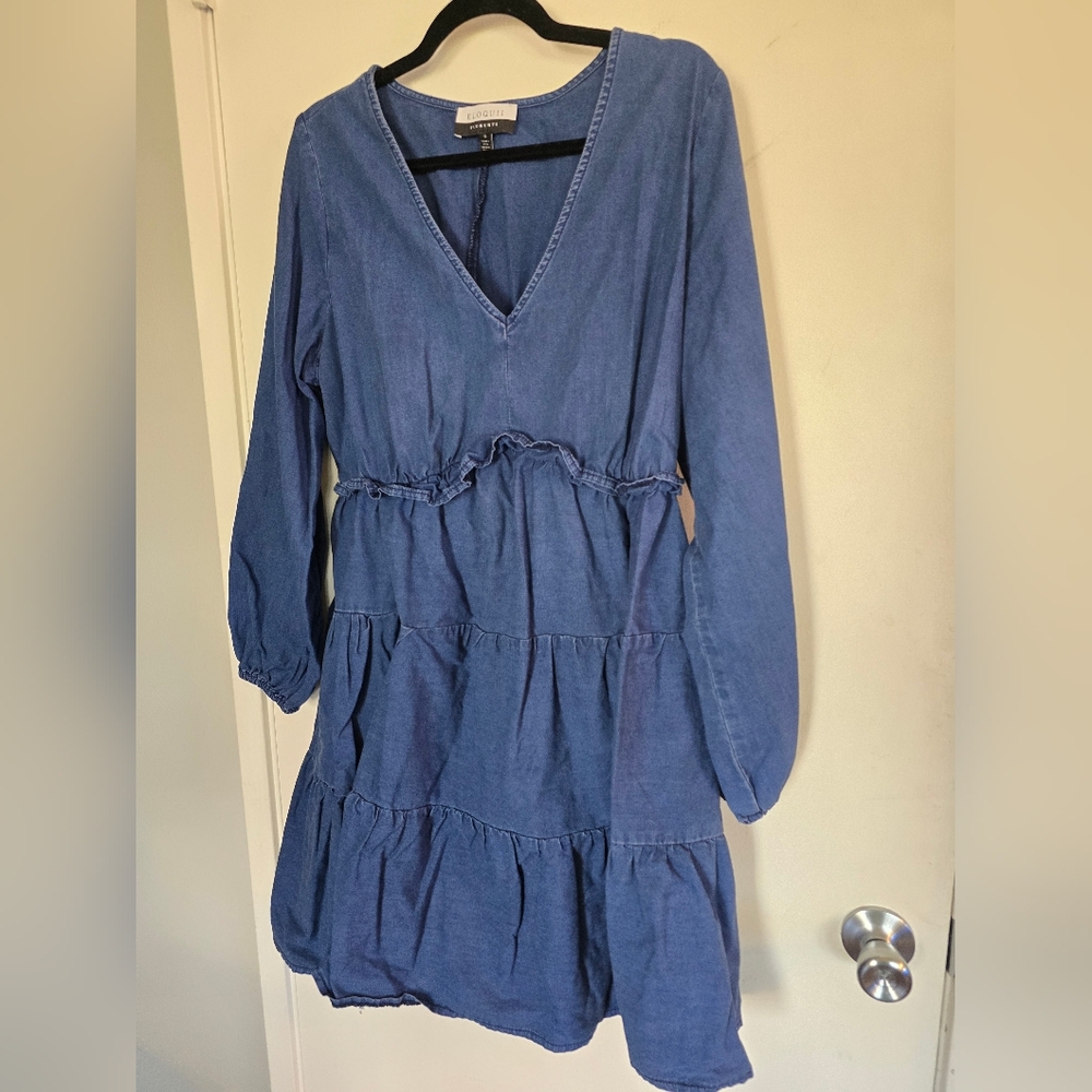 Eloquii Ruffled Chambray Dress size 16